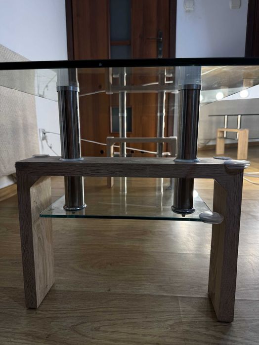 Szklany stolik kawowy – szkło hartowane, nowoczesny design, 130×45×45