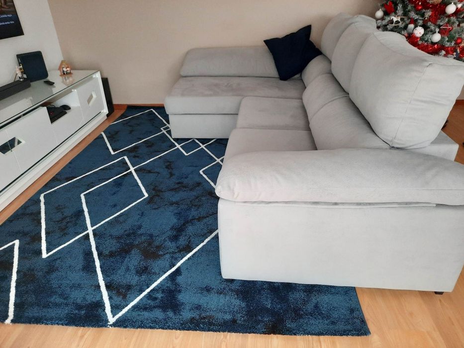 2 Carpetes em azul/preto/branco