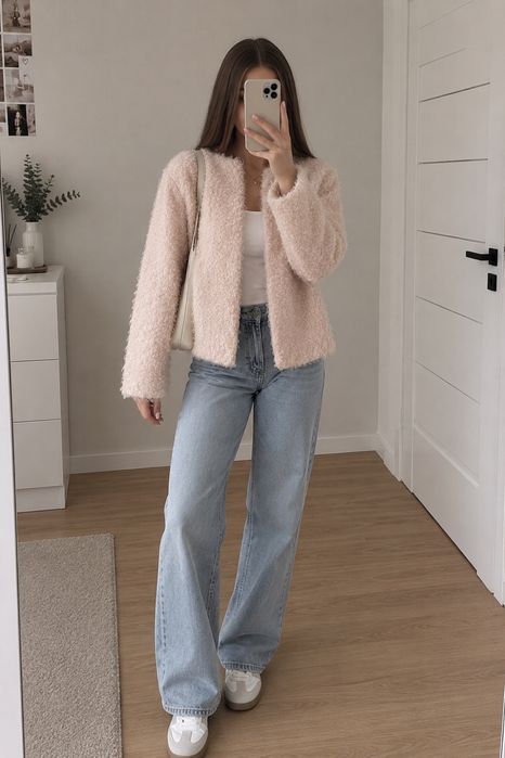 Kurtka narzutka bolerko futerko misiek teddy różowy H&M S 36 M 38 Zara