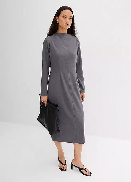 B.P.C sukienka midi elegancka szara r.46