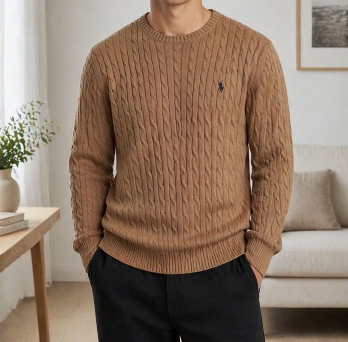 Ralph Lauren sweter warkocz męski logowany  L