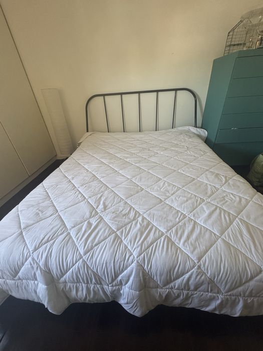 Cama Casal IKEA Metal (160x190) + Estrado + Colchão
