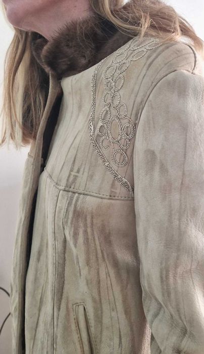 Casaco de couro camurça M novo