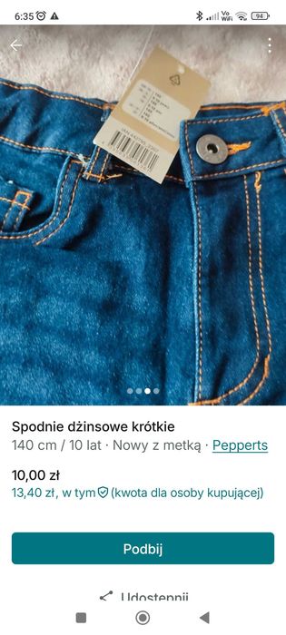 Spodenki dziewczęce dżinsowe