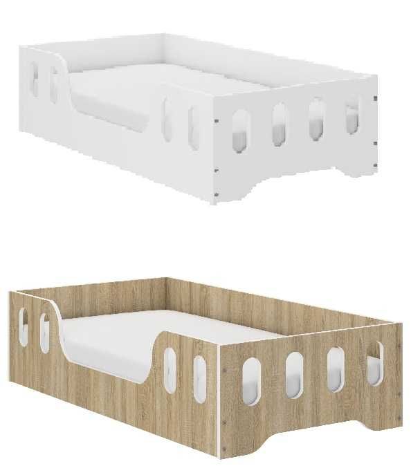 Łóżko dziecięce LAKI 84 x 164 cm biały sonoma DREWNIANE dla dziecka