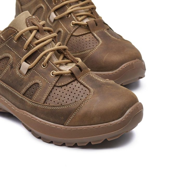 Тактичні літні шкіряні кросівки з перфорацією кроссовки тактические