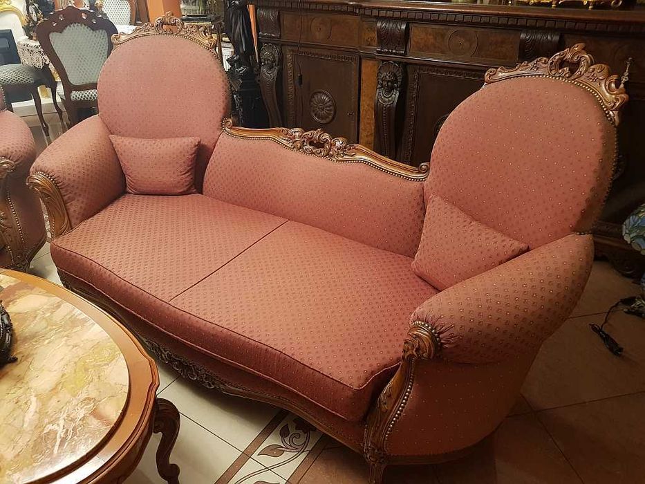 Komplet mebli  wypoczynek do Salonu - Gabinetu 4 +2 - Rzeźby - Cudo!