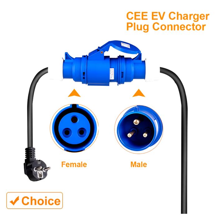 Adaptador Tomada Azul Monófasica 32A p/ Tomada doméstica Shucko