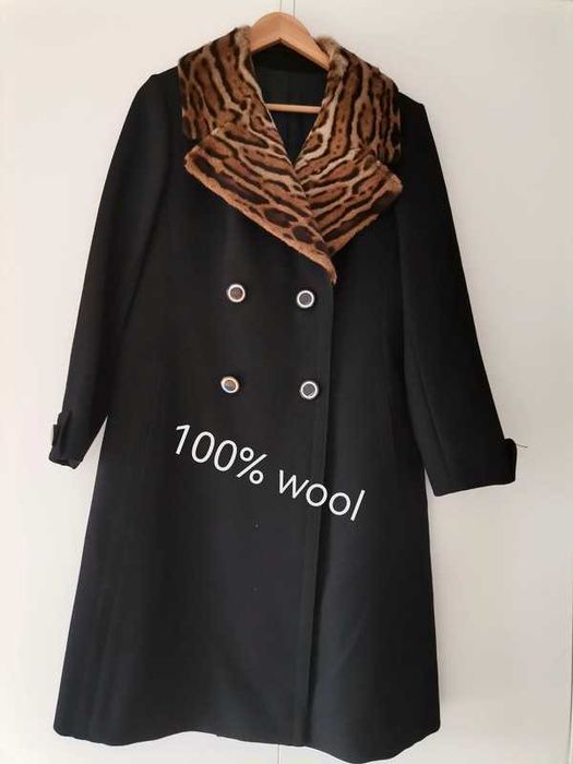 Czarny plaszcz 100% welna Jobis XL