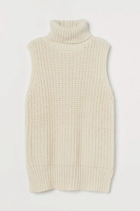 H&M Owersizowy śmietankowy sweter bez rękawów oversize r.L