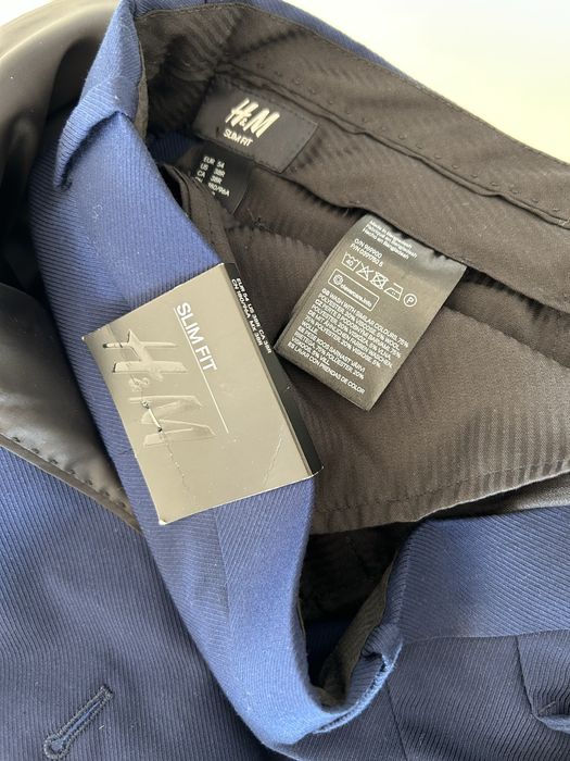 Garnitur męski granatowy niebieski H&M slim fit 54 komplet