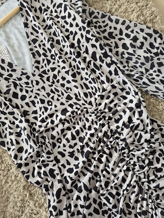 Sukienka drapowany przód Print centki