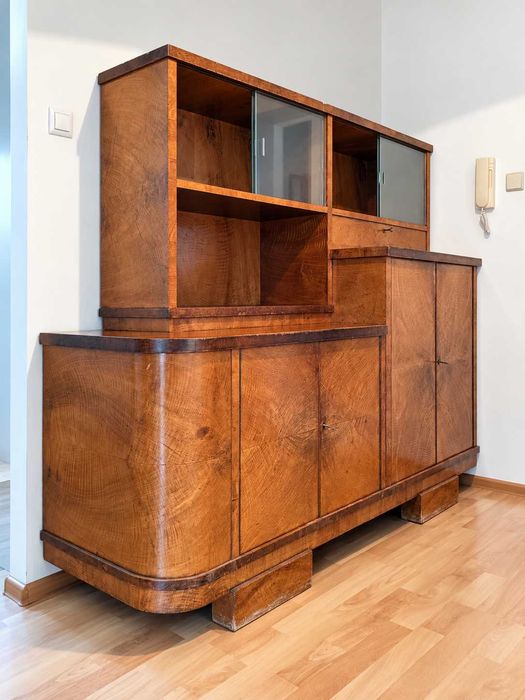 Kredens Art Deco z witryną – stary bufet modernistyczny vintage