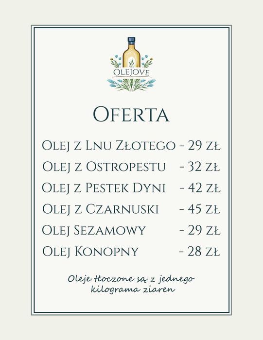 Olej z czarnuszki, ostropestu, pestek dyni, tłoczony na zimno