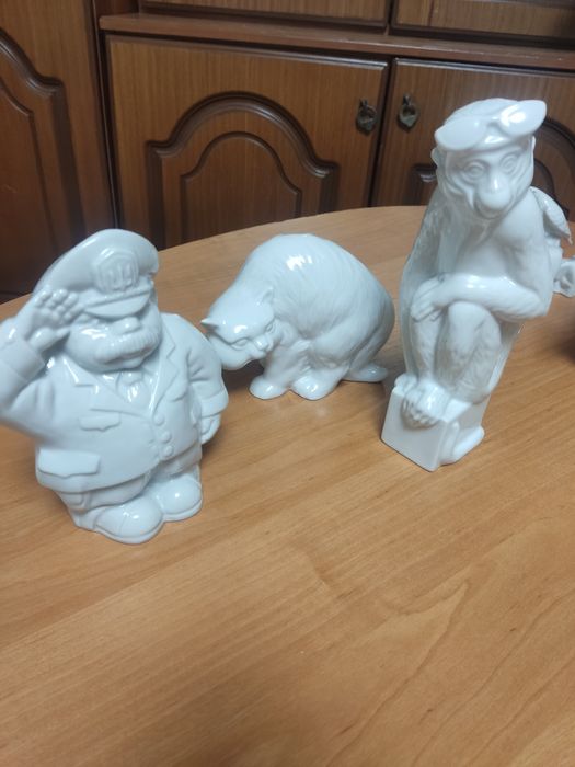 Статуетки. Кіт. Мавпа. Білі. Коростень фарфор