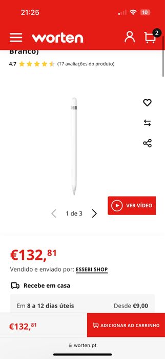 Apple Pencil 1ª Geração – Branco (FUNCIONA)