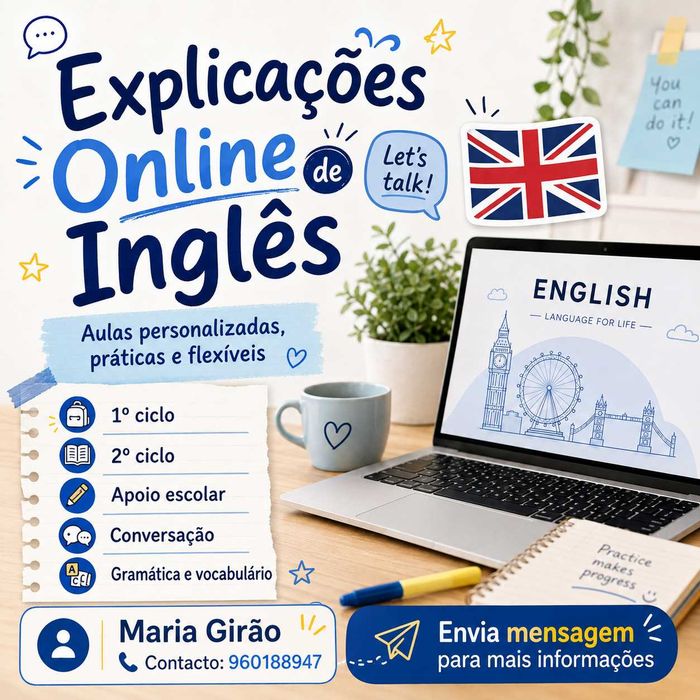 Explicações de Inglês - 1º e 2º ciclo - Online