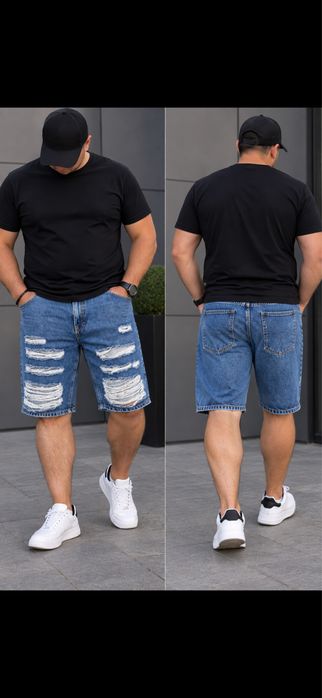 Чоловічі джинсові шорти distressed / но