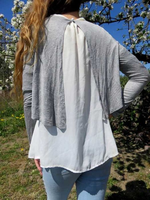 Sweter szary bluzka Szara z długim rękawem S