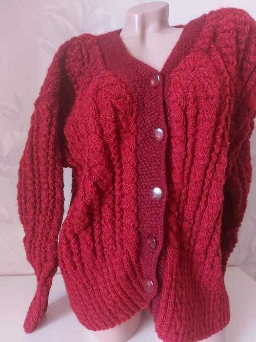 Шерстяная шикарная женская кофта самовязка, шерсть