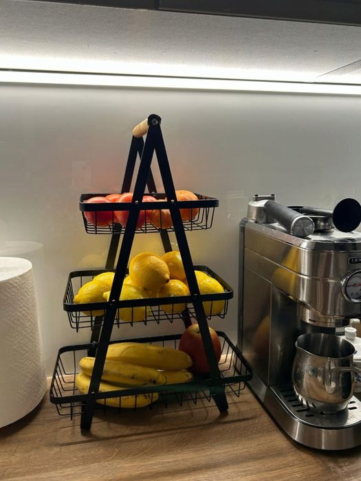 Duży Koszyk Na Owoce Warzywa 3 Piętrowy Stojak Kosz Metalowy Czarny Lo