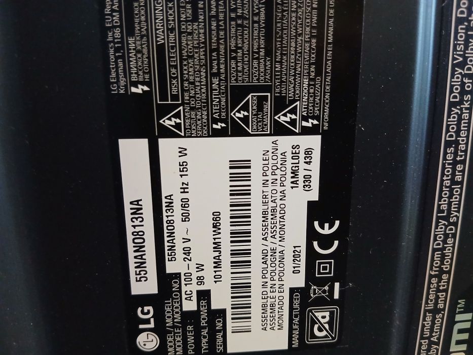 Tv lg 55 cali uszkodzona matryca
