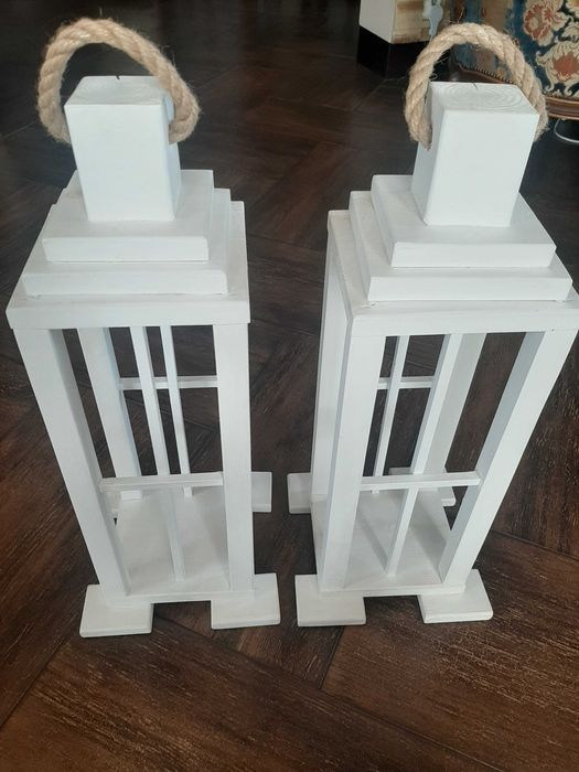 Lampiony drewniane białe