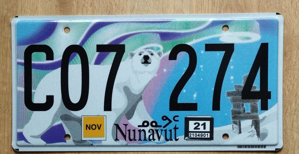 Tablica rejestracyjna Kanada Nunavut oryginał