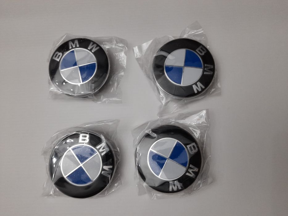 4 Centros de jante BMW 68mm e Símbolos Mala e Capô NOVOS