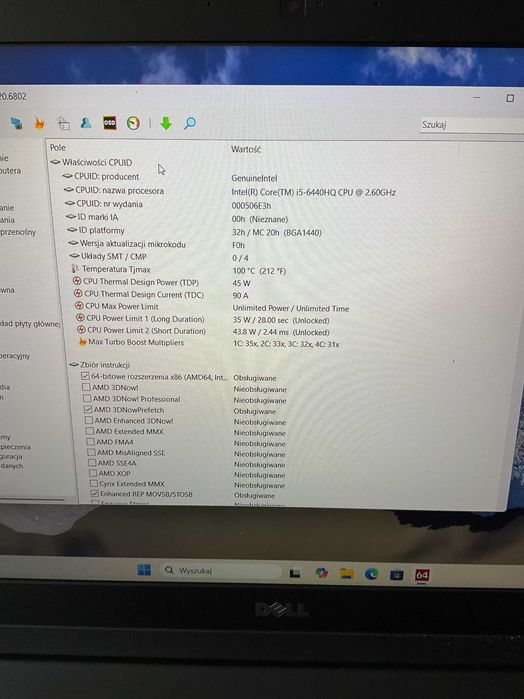 Laptop 15,6" DELL Latitude E5570,  RAM 8DB, SSD 128GB. Bateria 100%