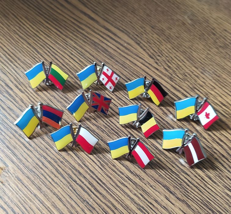 Значок флаг подвійний України і страна