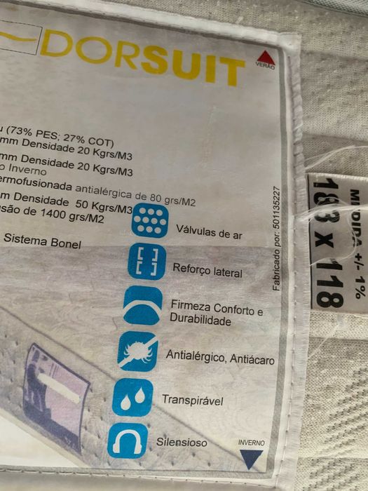 Colchão ergonómico, ortopédico, dupla face - solteiro XL