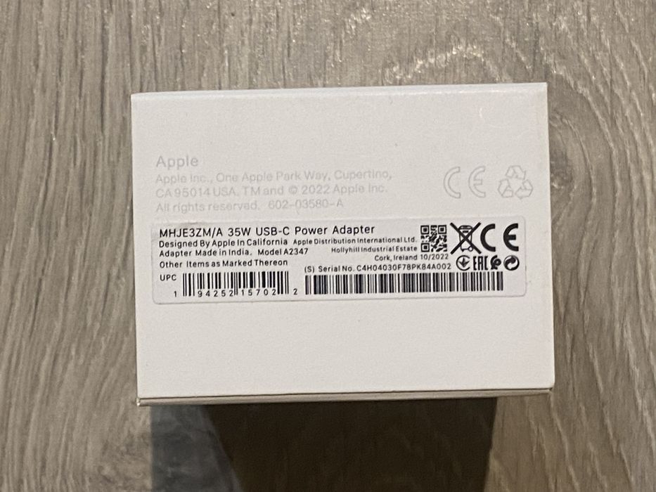 Oryginalna Szybka Ładowarka Sieciowa Apple 35W 2x USB-C do Iphone