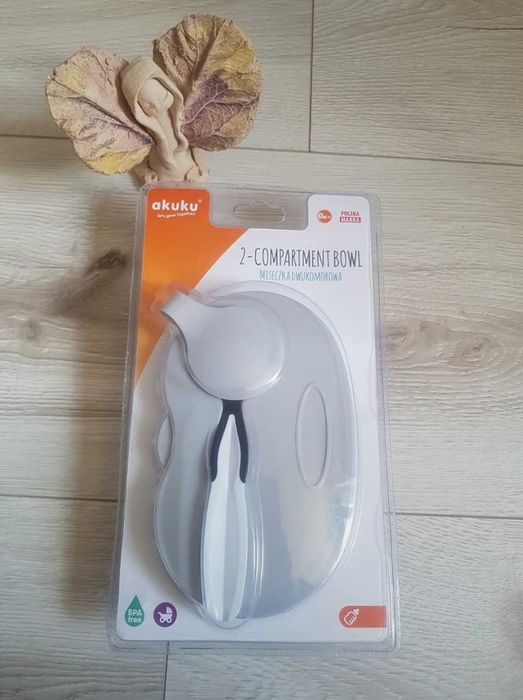 AKUKU miseczka dwukomorowa z łyżeczką talerzyk