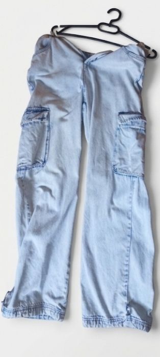 Широкі джинси-карго Cropp Denim Y2K / Світлі джинси палаццо з кишенями / розмір 40 (L)