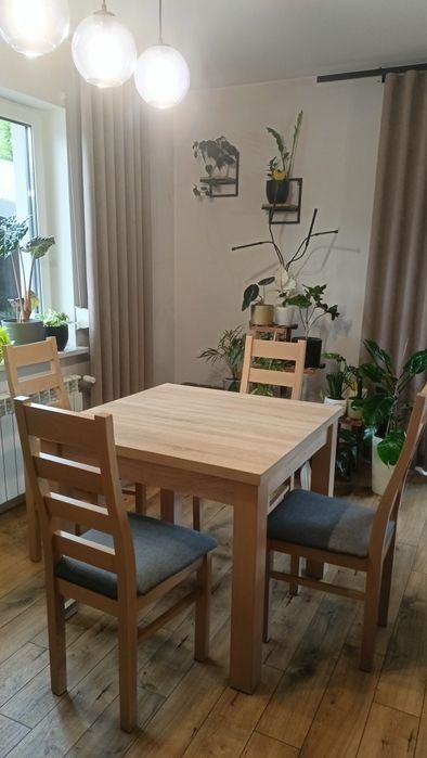 Zestaw mebli stół + krzesła drewniane dąb Sonoma