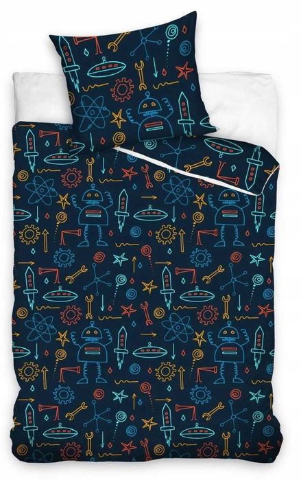 POŚCIEL Dziecięca 140x200 ROBOT Dwustronna Dziecko