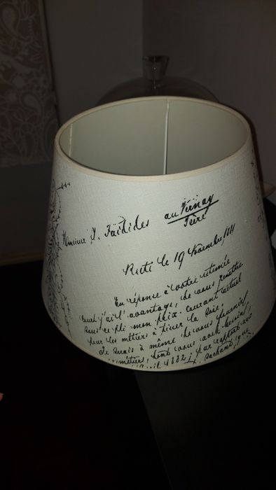 Abajour em Linho com inscrições a Preto