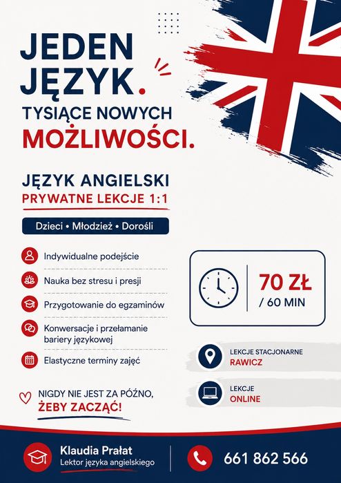 Język angielski lekcje prywatne Rawicz i online