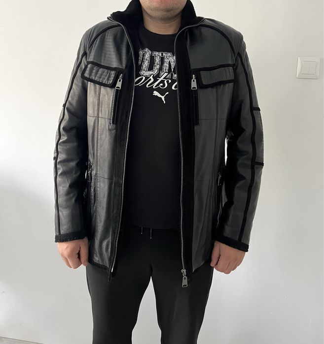 Чоловіча зимова курточка з натуральної шкіри на утепленні НОВА