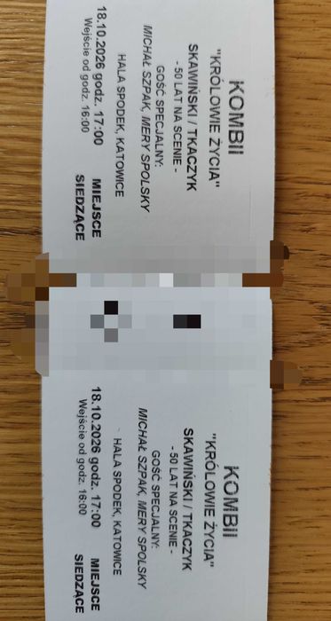 2 x Bilet Kombii Katowice Spodek 18.10.26r miejsca siedzące
