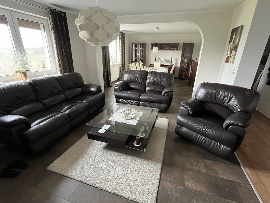 Komplet wypoczynkowy meble zestaw skora naturalna