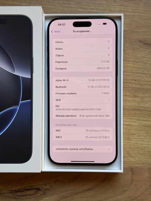 iPhone 16 Pro Max 512GB 94% (na gwarancji)