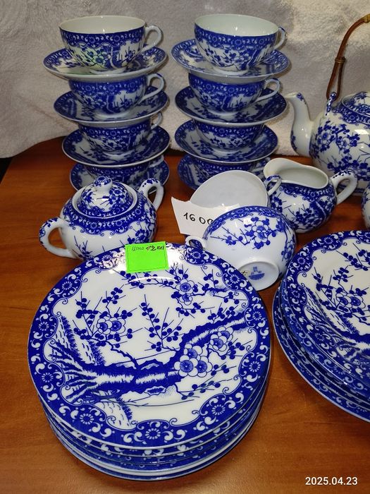 Сервіз костяний на 6 персон Синя сакура Японія, Райська пташка Camembe
