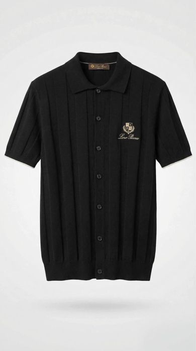 Трикотажна сорочка Loro Piana чорна трикотажна сорочка лоро піана