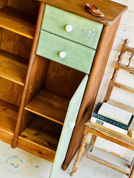 OBNIŻKA CEN !Ręcznie malowana, zielona komoda, szafka na buty, wysyłka