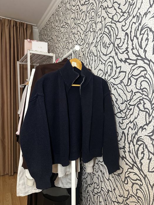 Кардиган на блискавці темно-синього кольору