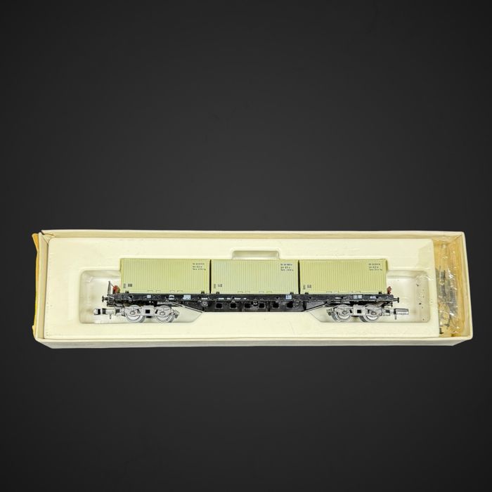 Wagon kontenerowy platforma PIKO Skala N – 3 kontenery, NRD + Pudełko J6/041345