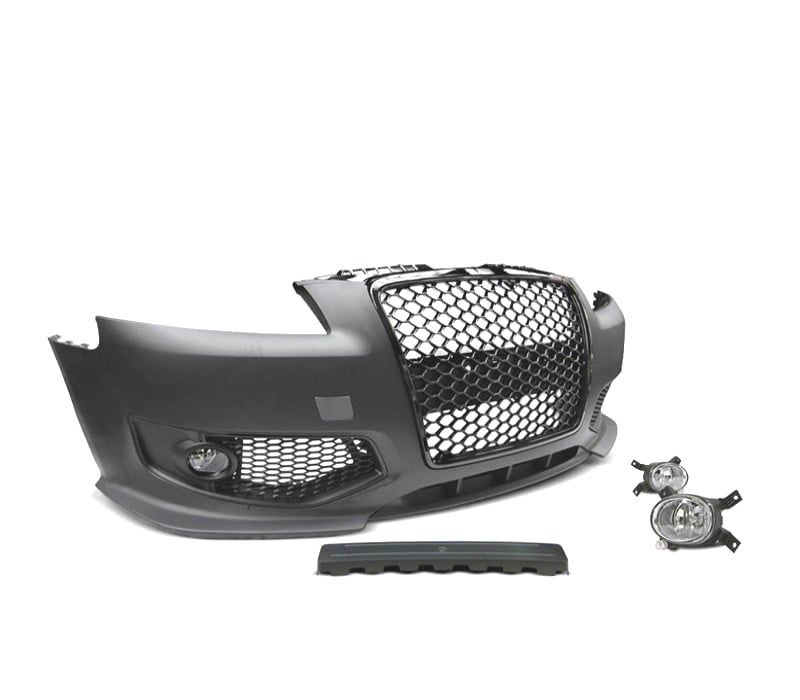 PARA-CHOQUES FRONTAL + FARÓIS NEVOEIRO AUDI A3 8P 04-08 PRETO LOOK RS3