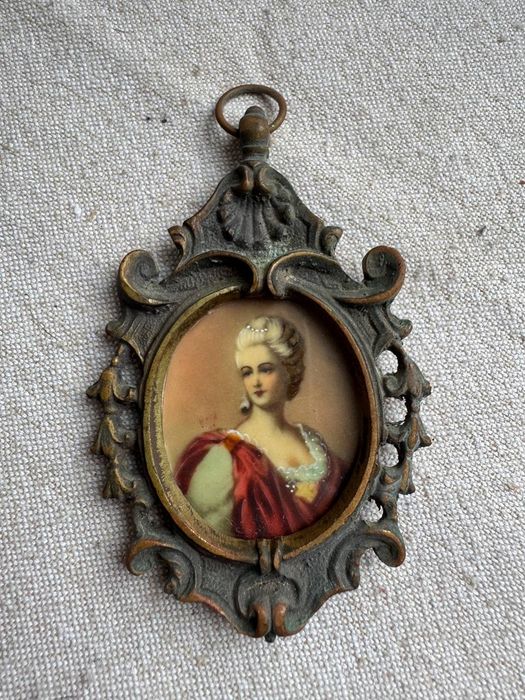 Miniatura Portret Rococo XVlll wiek Brąz